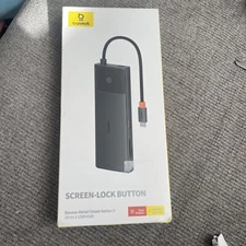 USB Hub 10 In 1  Baseus Metal Gleam Series II USB Screen Lock Button