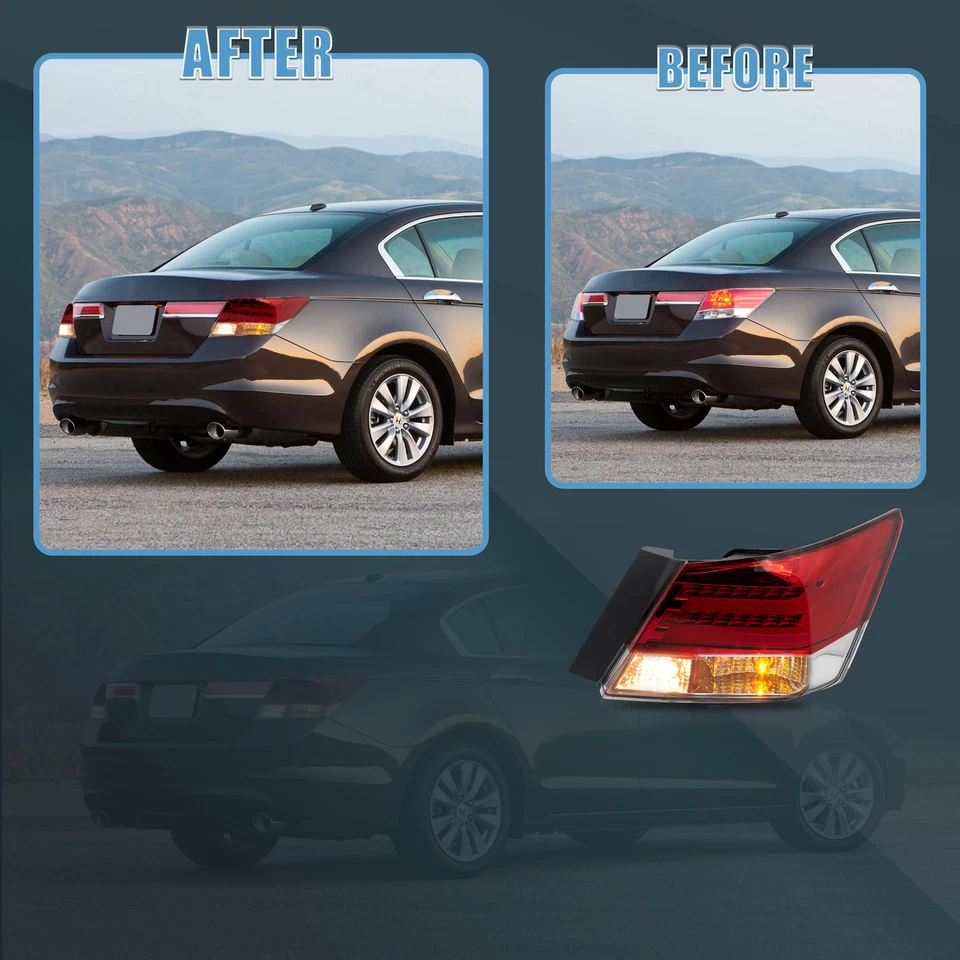 Pair LED Tail Lights Red For Honda Accord 2008-2012 4 Door Sedan Rear Brake Lamp - Imagem 3 de 4