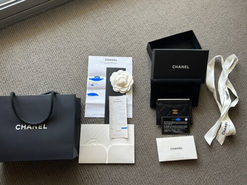 Chanel Black / Gold Caviar Classic Card Case Holder Wallet Authentic CC - Picture 2 of 9