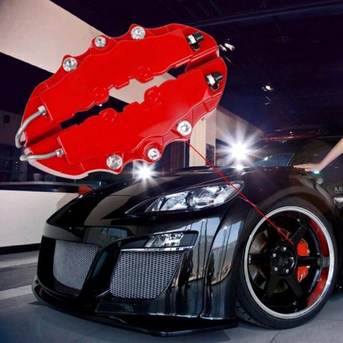 4x Universal Front+Rear Car Styling Disc Brake Caliper Cover Red Car Accessories - Bild 5 von 14
