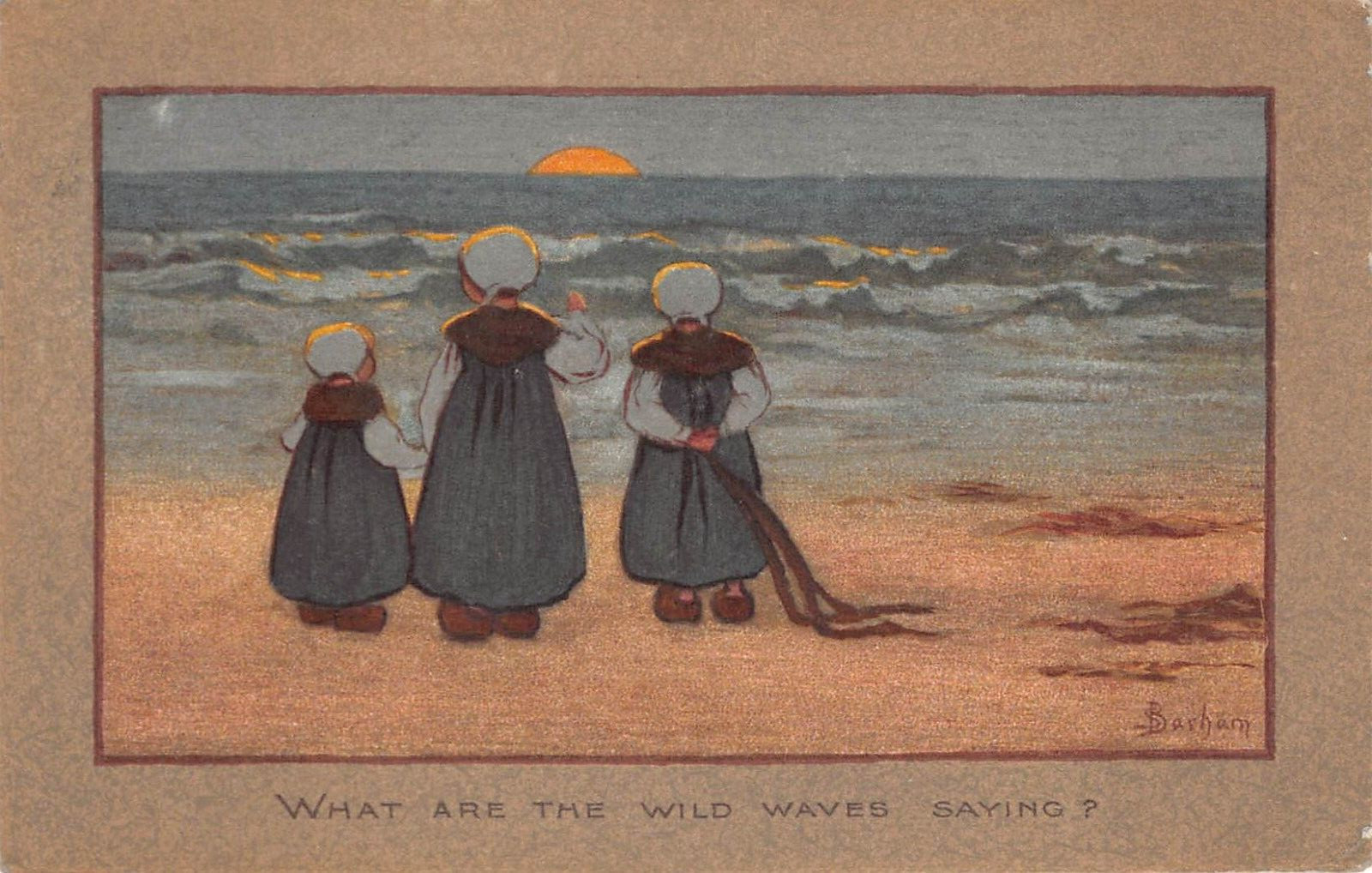 Was sind die wilden Wellen sagen Künstler signiert Barham Postkarte Geburtstag Faulkner