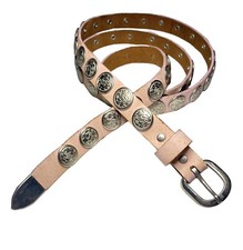 Forenza Sportswear Pink Leather Belt Silver Concho Skinny Sz L Western Vtg Y2K