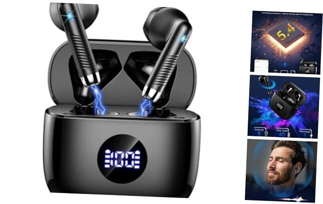 Wireless Earbuds Bluetooth 5.4 with Noise Cancelling in Dull Black-image