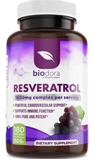 Biodora Resveratrol 1600mg, Trans-Resveratrol Antioxidant Supplement with Green