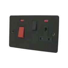 Flat Matt Black Plug Sockets Light Switches Dimmers - Whole Range available