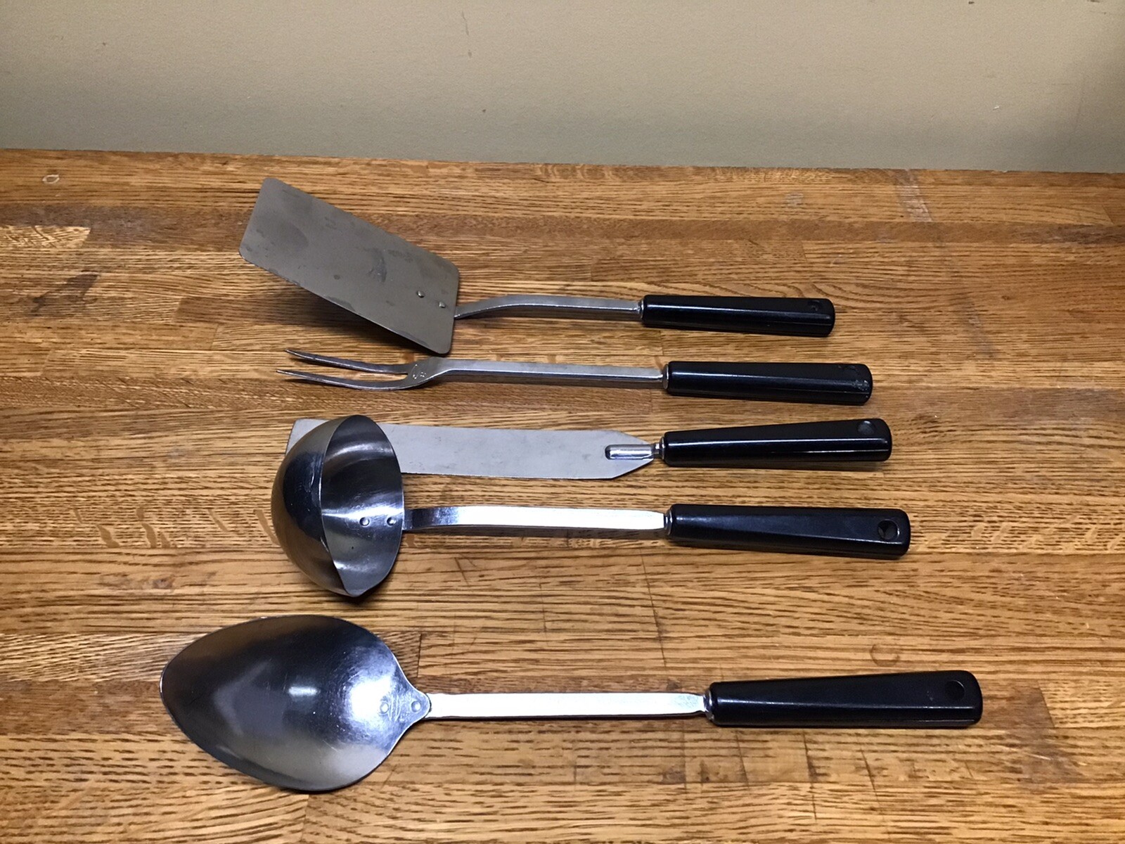 Vintage Androck Kitchen Utensils Black Handle Retro Set of 5 Ladle Spatula Fork eBay