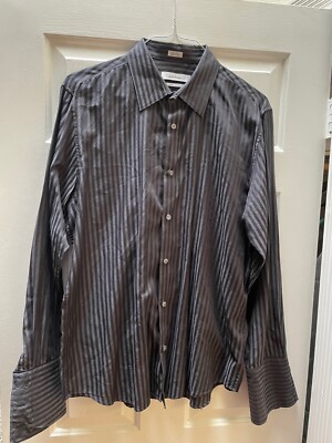 calvin klein men dress shirt Calvin Klein Men's Cotton Herringbone Slim Fit Dress Shirt - Black