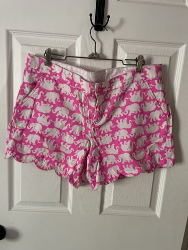 Women’s Lilly Pulitzer Tusk in Sun Buttercup Short Pink W/ White Elephants sz 10