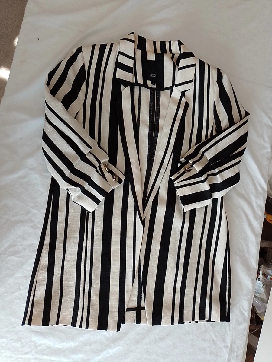 Ladies Blazer River Island Size 10 Striped Beige 25626 eBay