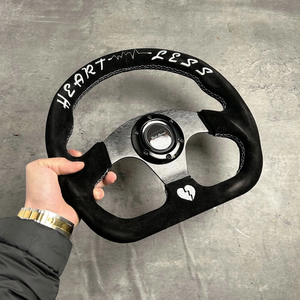 СЕРДЦЕ ГОНКИ БЫСТРЫЙ ВЫПУСК QUADRO СТИЛЬ ЗАМШЕВЫЙ ЧЕРНЫЙ ДРЕЙФ РУЛЕВОЕ КОЛЕСО США - Изображение 2 из 3