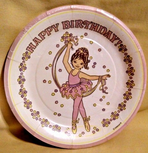 BALLERINA HAPPY BIRTHDAY PLATES NOS AMSCAN QTY 8 #55125 NEW SEALED PINK ...