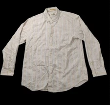 Tommy Bahama 湯米·巴哈馬 白色黃色條紋中性棉絲襯衫男款大號 