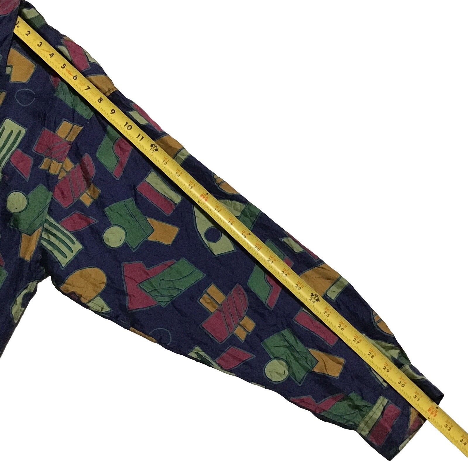 Basic Elements 100% Silk Geometric Shapes Shirt M… - image 7