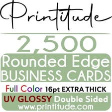 2500 Round Edge Custom BUSINESS CARDS W/ YOUR ARTWORK READY TO PRINT 16pt GLOSS