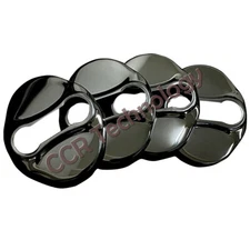 4x Polished Black Stainless Door Latch Striker Cover Fits 02-14 Sonata