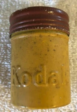 Metal Kodak Film Cannister Embossed Yellow and Brownish Red Vintage Empty