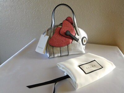 ✴美品【GUCCI】ワインク-ラ- Gucci Zoo Bee Children's Leather Domed Bag RED for sale