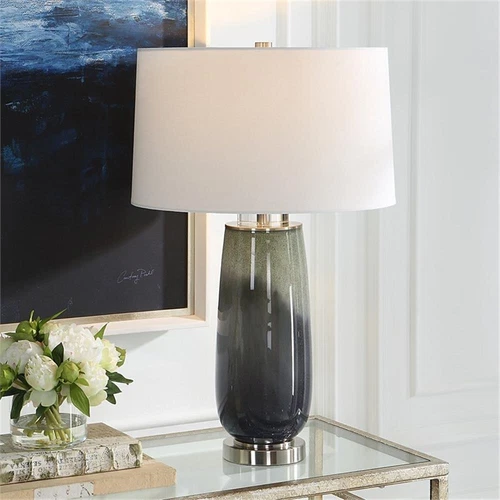 Uttermost Campa Transitional Iron and Cotton Table Lamp in Blue/Gray/Green - Picture 1 of 8