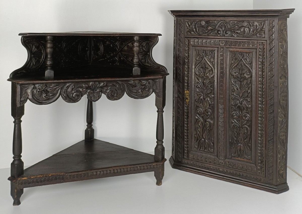 Antique Corner Cabinet Wood large 18 th Century Exquisite