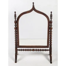 Antique doll Victorian walnut unusual Cheval vanity shaving Mirror