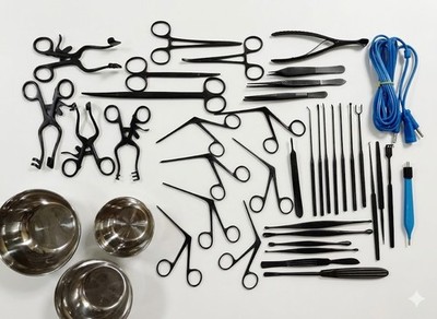 Tympanoplasty Micro Ear Surgery 43 Pieces Set Black Coated Surgical Instruments