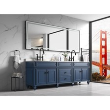 96"W x 36"H Framed LED Bathroom Vanity Mirror with 3 Color Lights