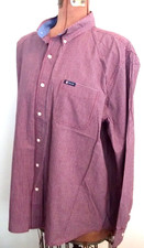 Vtg CHAPS Rd Wt PLAID Blend EASY CARE Lg Slv LOGO Pk Bl Collar But Shirt/Sz XXL