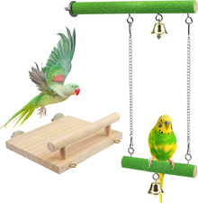 Bird Natural Wood Parakeet Perches Cage Swing Paw Grinding Cockatiels