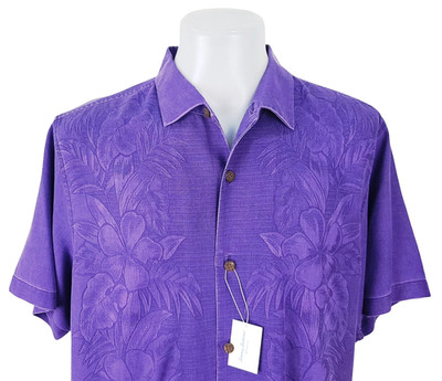 Tommy Bahama Herren 100 % Seide lila S/S LUXUS HAWAIIHEMD - XL - 52'' - £109