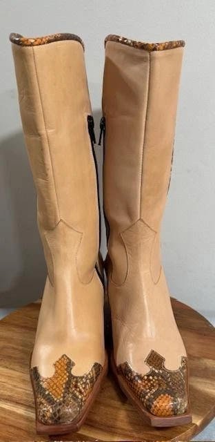 Botas Enzo Angiolini Mujer Talla 5.5M Marrón Tostado Hechas en Italia Cuero Occidental Foto 2 de 4