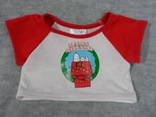 Build a Bear Rare Snoopy Peanuts Seasons Greetings Christmas Holiday Teddy Shirt