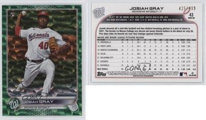 2022 Topps Series 1 Green Foil /499 Josiah Gray #43 Rookie RC