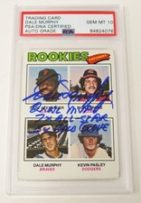 Dale Murphy BRAVES Signed Autograph 1977 Topps Rookie Card 476 insc. PSA 10 Auto. rookie card picture