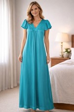Vintage Vanity Fair Made In The USA Women's Nightgown Dark Teal Green Maxi Sz M
