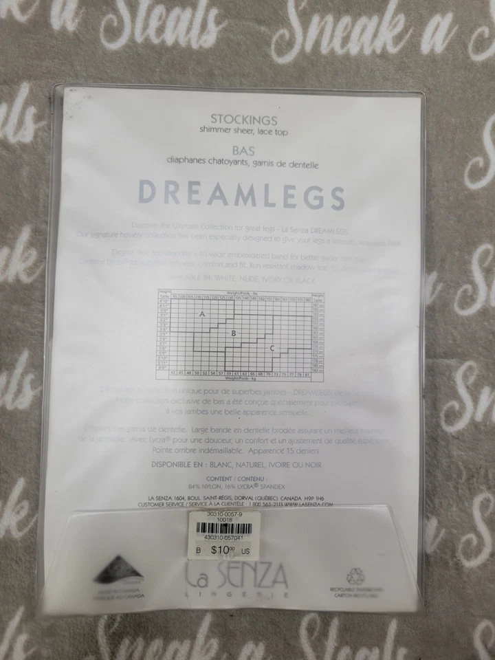 La Senza Shimmer Sheer Lace Top Stockings Size B White - Image 2 of 2