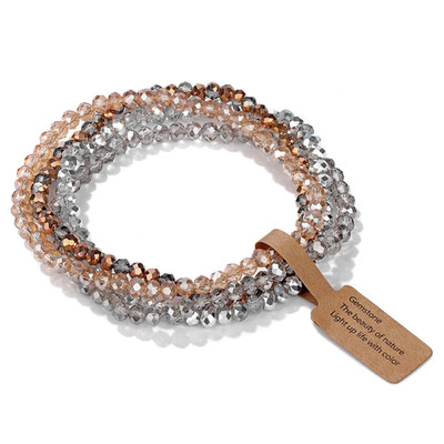 Modisches 4 Stück Perlen Armband Set für Frauen Farbig Kristall Glas Multi-La