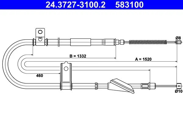 Cavo freno a mano 24.3727-3100.2 ATE per HYUNDAI ATOS - Immagine 2