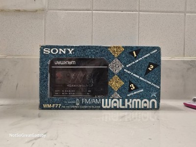 SONY WALKMAN WM-F77 FM/AM STEREO PORTABLE CASSETTE PLAYER UNTESTED ORIG BOX   