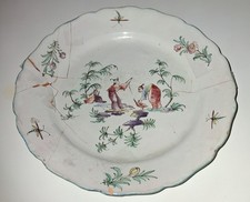 18th Century French Faience Pottery Plate - Possibly Veuve Perrin - Chinoiserie