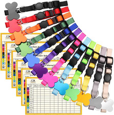 12 Pack Puppy ID Collars Breakaway Whelping Collars Tags Breeder Charts S