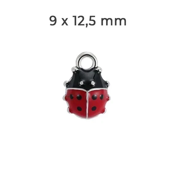 Ciondolo COCCINELLA rossa portafortuna Con Moschettone Clip per Bracciale Borsa - Immagine 2 di 4