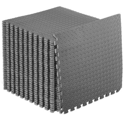 Exercise Puzzle Mat 144 SQ FT EVA Foam Tiles Grey ProsourceFit -inch