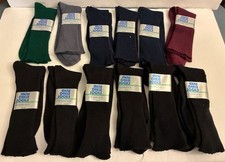 Vtg Mens Dress Socks Lot of 12 Pairs Black Navy Gray Green Orlon Stretch Nylon