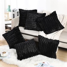 Throw Pillow Covers Set of 6 18x18 Decorative Neutral Couch Throw Pillow Black