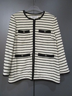 Veronica Beard Strickjacke Neu NP 799,-Weiß Schwarz Glitzer Taschen Gr44 P9-141