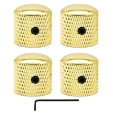 4Pcs High Quality Metal Gold Guitar Bass Knobs 6mm Diameter Potentiometer Cap 