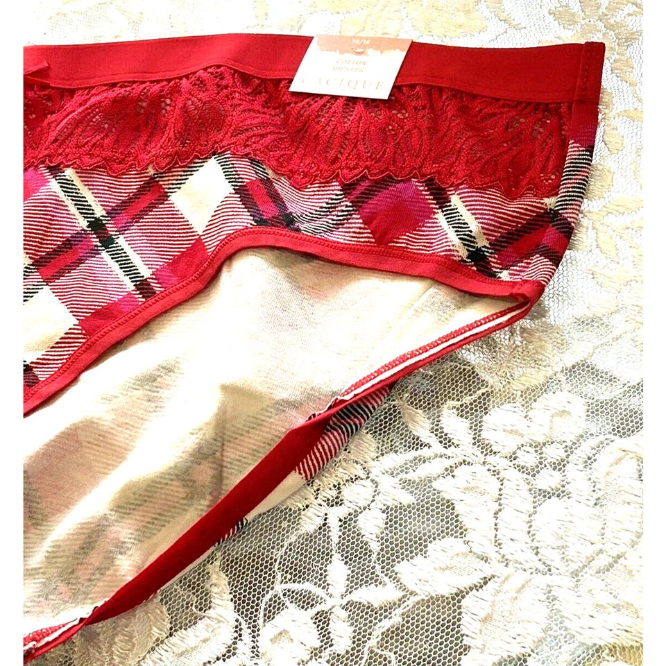 Bragas elásticas Lane Bryant blancas y rojas a cuadros hipster talla XL 14 16 NUEVAS CON ETIQUETAS Foto 4 de 4