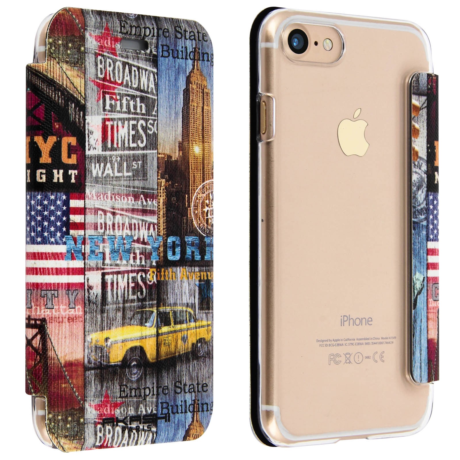 Coque protection rabat iPhone 7 et 8 Akashi New York Sunset - 2