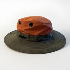 NWOT Tilley Monterey TWH-3 Orange & Green UPF 50 Waterproof Vented Hat Size S