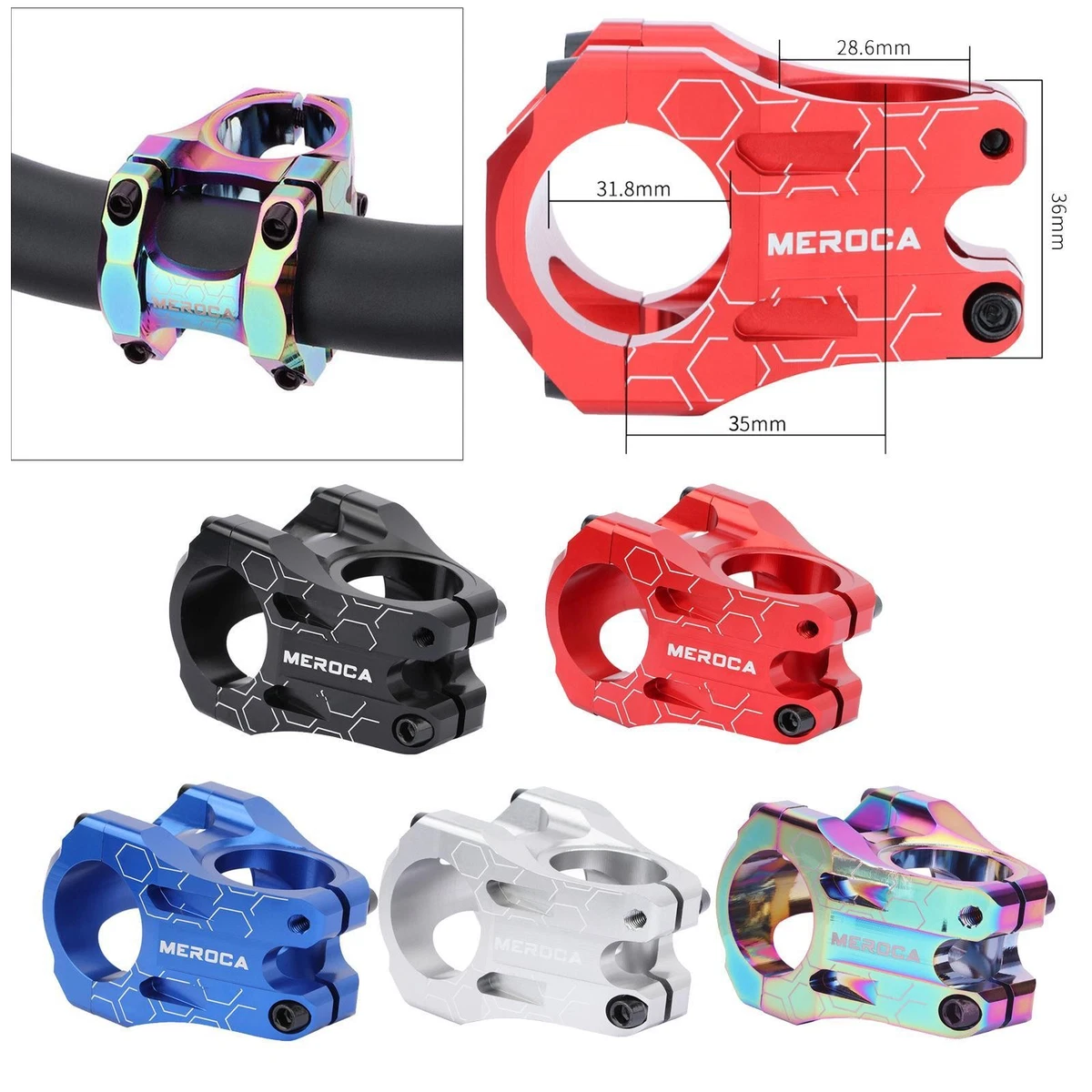 N&t Bicicletta 80mm Attacco Manubrio 28.6mm O 1-1/8  A 31.8mm Strada MTB Rosso